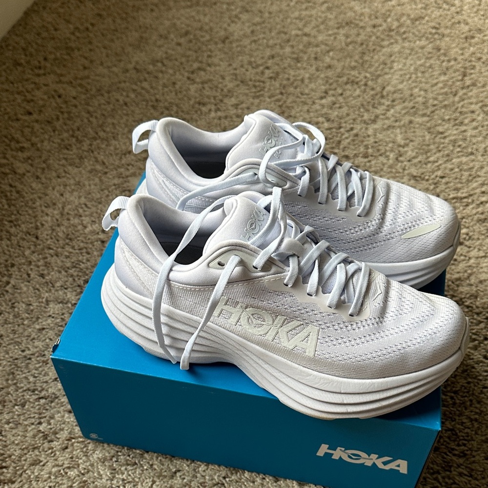 Hoka White Athletic Sneakers